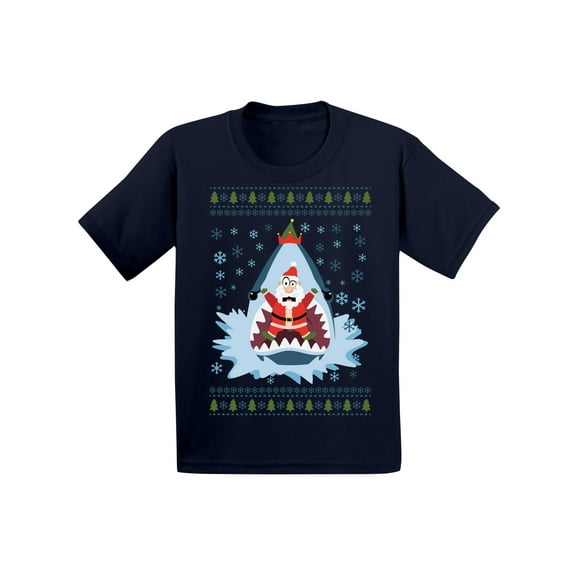 Awkward Styles Toddler Christmas Shirt for Toddler Boys Christmas Shirt for Toddler Girls Santa in Shark T-Shirt