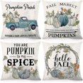 thumbnail image 1 of Fall Pillow Covers 18x18 Inch Set Of 4 Outdoor Decorations Throw Pillowcase Autumn Farmhouse White Pumpkin Linen Cushion Case For Thanksgiving Day, So, 1 of 5