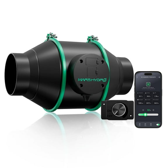 2025 Mars Hydro 4" iFresh Smart Inline Ducting Ventilation Fan with Variable Speed Controller Quiet AC-Motor for Grow Tent