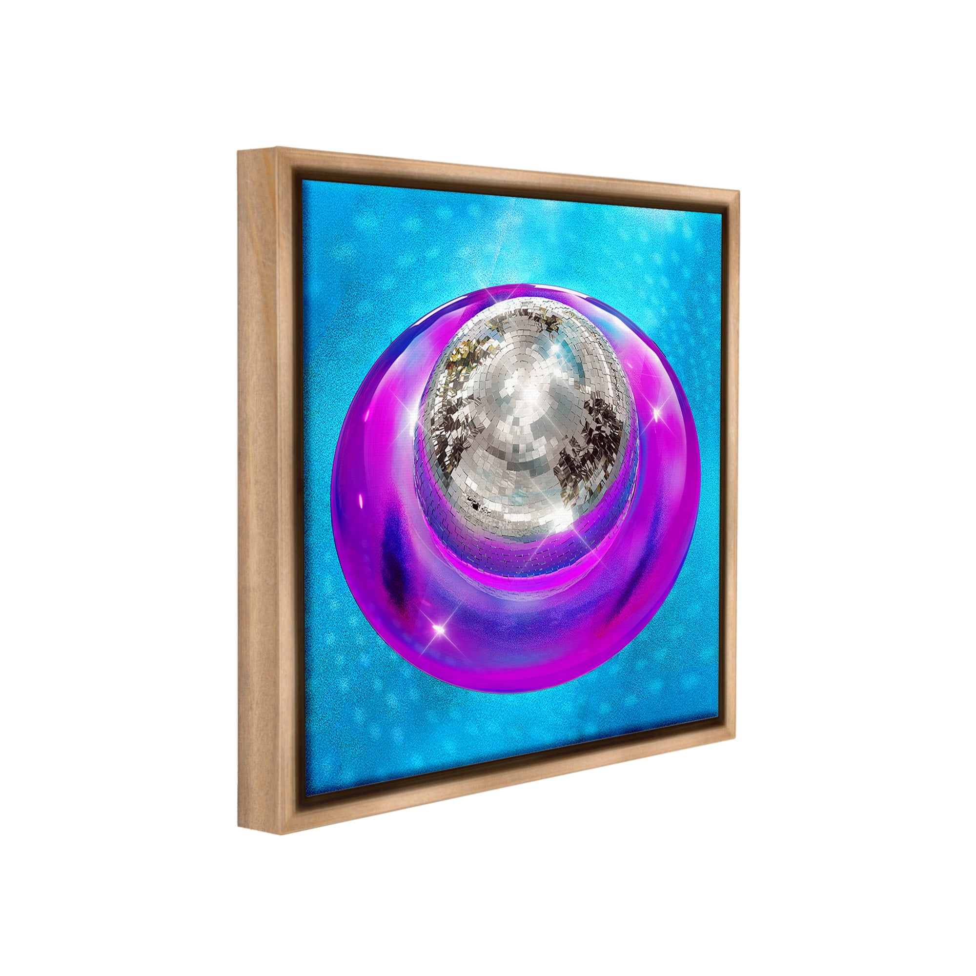 Stupell Industries Disco Ball in Pool Abstract Painting Brown Floater Framed Canvas Art Print Wall Art, 18 x 18