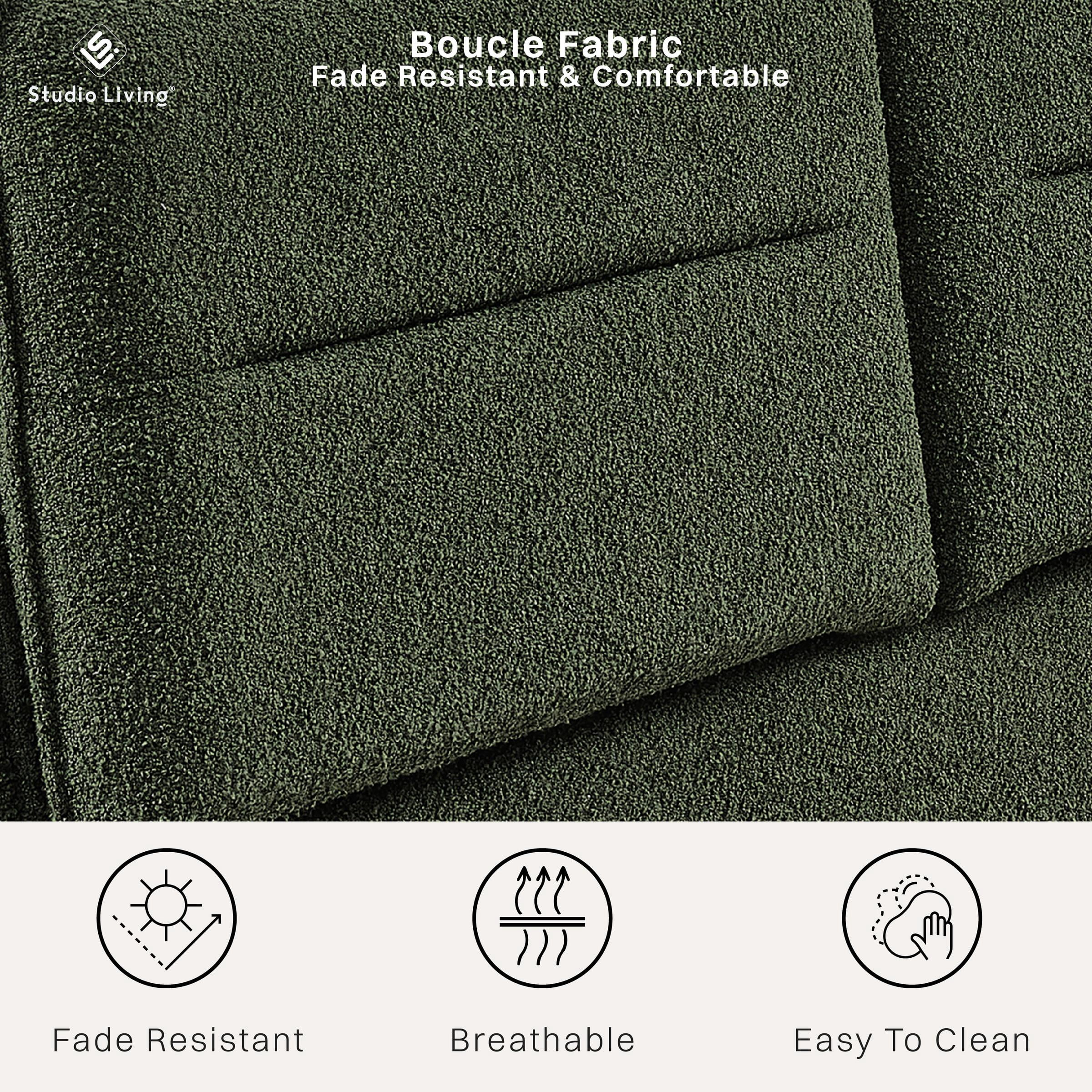 Studio Living Emilia Upholstered Queen Size Bed with Storage Headboard, Green