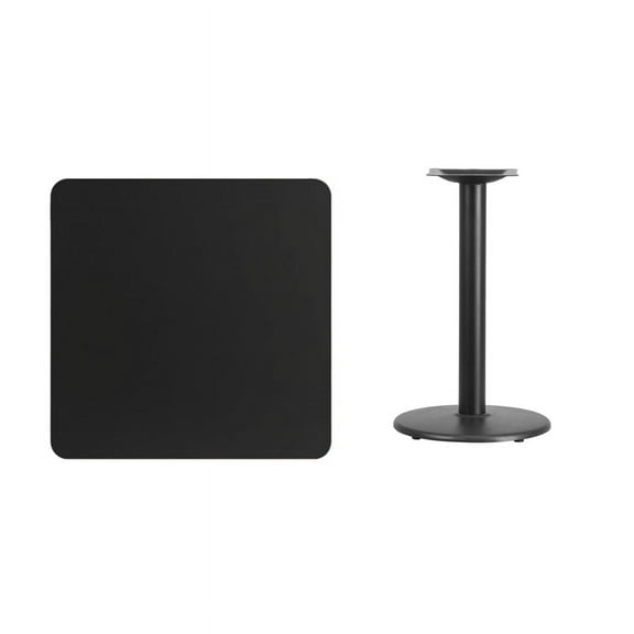 30" Square Black Laminate Table Top With Table Height Round Base - Table Height Restaurant Table