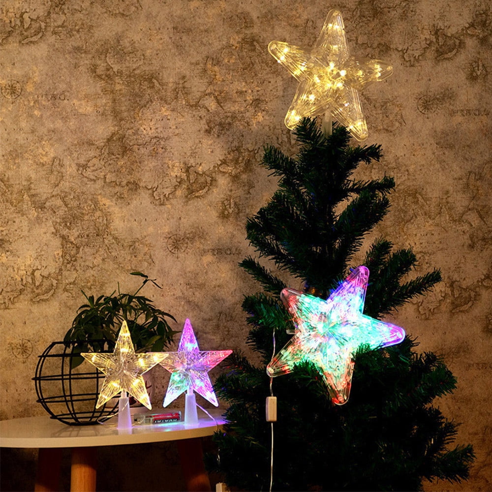 Cfx Christmas Tree Star Topper Led Lighted Star Christmas Tree Top Decor Battery Powered 2022 Xmas Warm Light Ornaments - Walmart.com