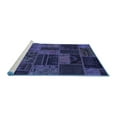 thumbnail image 2 of Ahgly Company Machine Washable Indoor Square Patchwork Blue Transitional Area Rugs, 3' Square, 2 of 4