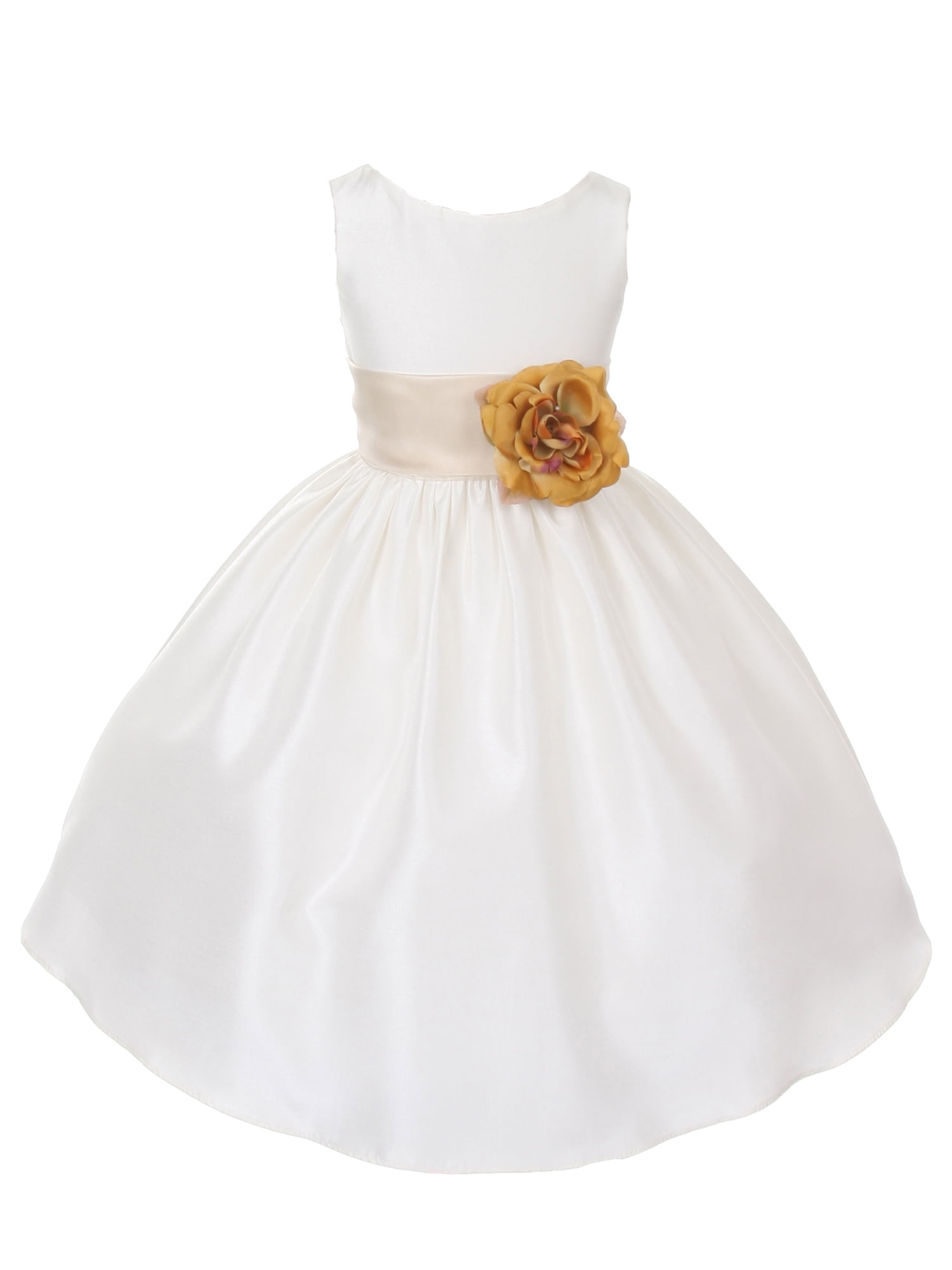 Dempsey Marie Poly Silk Flower Girl Dress with Colorful Sash 