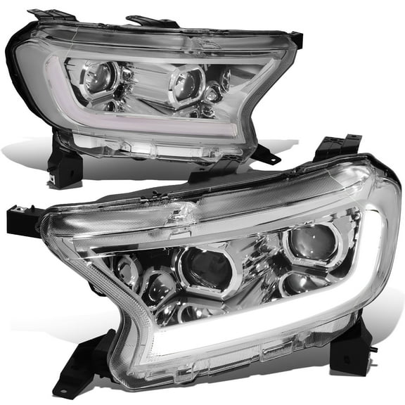DNA Motoring For 2019-2022 Ford Ranger Sequential Signal Start Up LED DRL Projector Headlight Lamps Pair Chrome