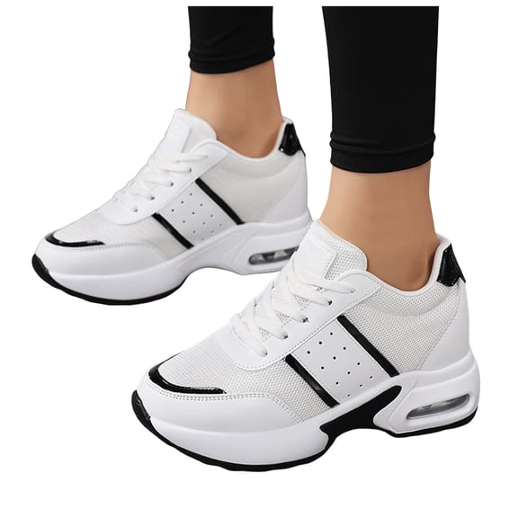 Hidden Wedge High Top Fashion Sneakers for Women Comfort Mesh Air Cushion Heeled Casual Fall Dad Walking Shoes