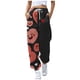 thumbnail image 3 of Gibobby pantalones negros mujer Pantalones deportivos informales con cordón y estampado digital de amor suelto para mujer (Negro, XL), 3 of 4