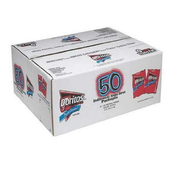 Doritos Nacho Cheese Flavored Tortilla Chips, Single Serve Pack, 50 Pk