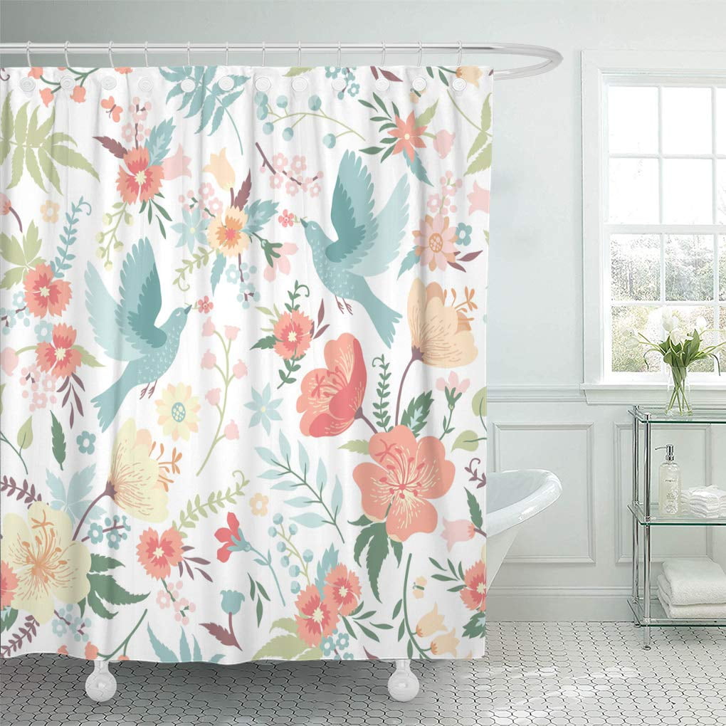 SUTTOM Colorful Whimsical Cute Birds and Flowers in Pastel Colors