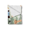 thumbnail image 2 of Happy Camper Soft Flannel Fleece Blanket, Let's Go Camping Typography with Hands Holding Items and a Forest on the Back, Cozy Plush for Indoor and Outdoor Use, 50" x 60", Multicolor, by Ambesonne, 2 of 6