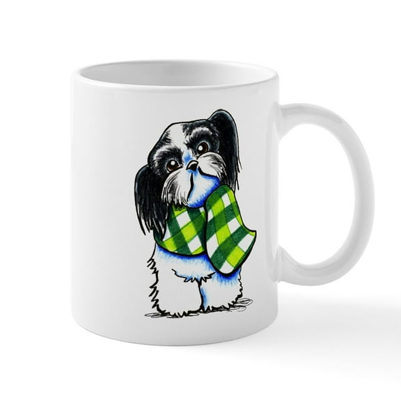 CafePress - Shih Tzu B/W Scarf Mug - 11 oz Ceramic Mug - Novelty Coffee Tea Cup