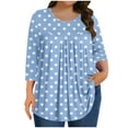 thumbnail image 2 of Ayolanni 3/4 Sleeve Plus Size Tops for Women Blue Polka Dot Plus Size Blouses Ladies Tops and Blouses 3x, 2 of 6