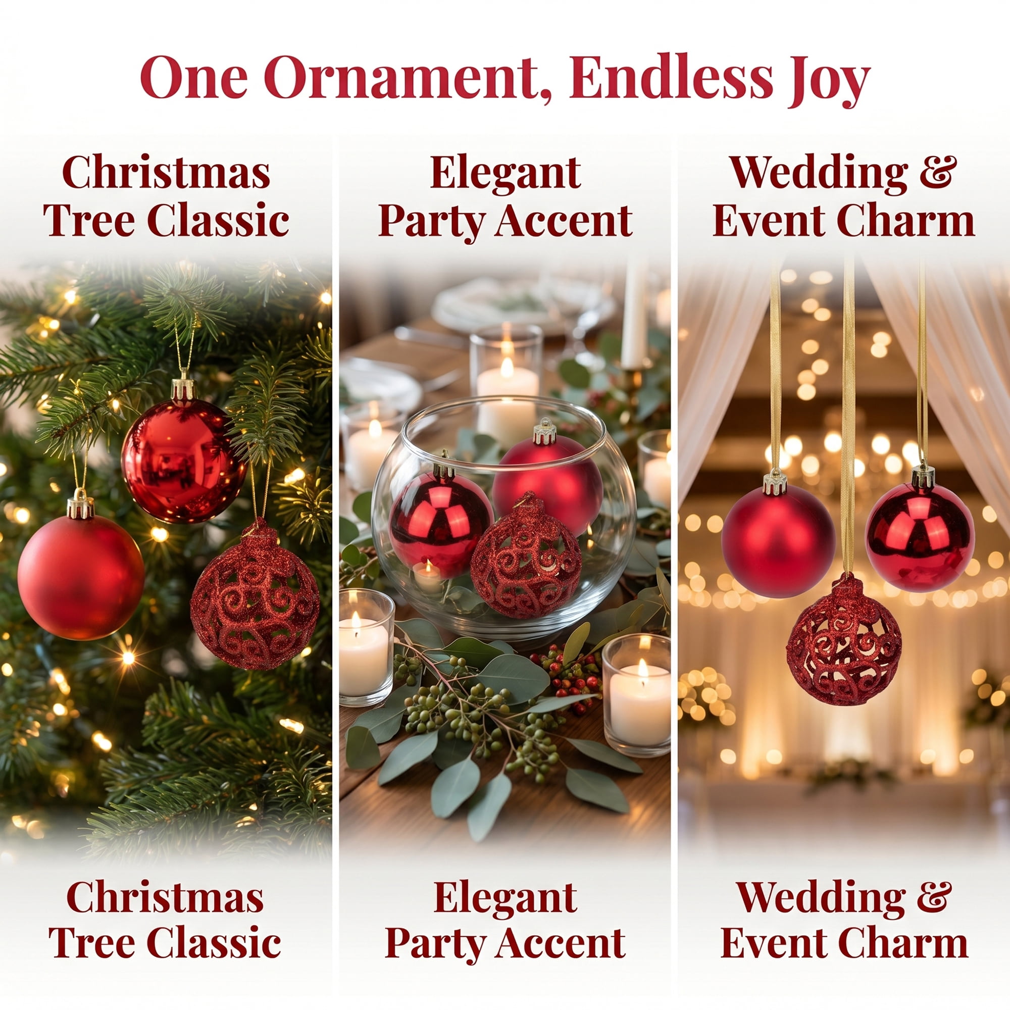 Unique Bargains 6 Pack Electroplated Sphere Orbs Decorative Christmas Ornaments Red 2.4"
