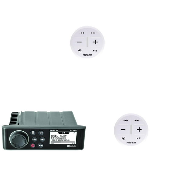 Fusion Entertainment MS-RA70 Marine Entertainment System with Bluetooth With (2) Fusion MS-ARX70W ANT Wireless Stereo Remote - White