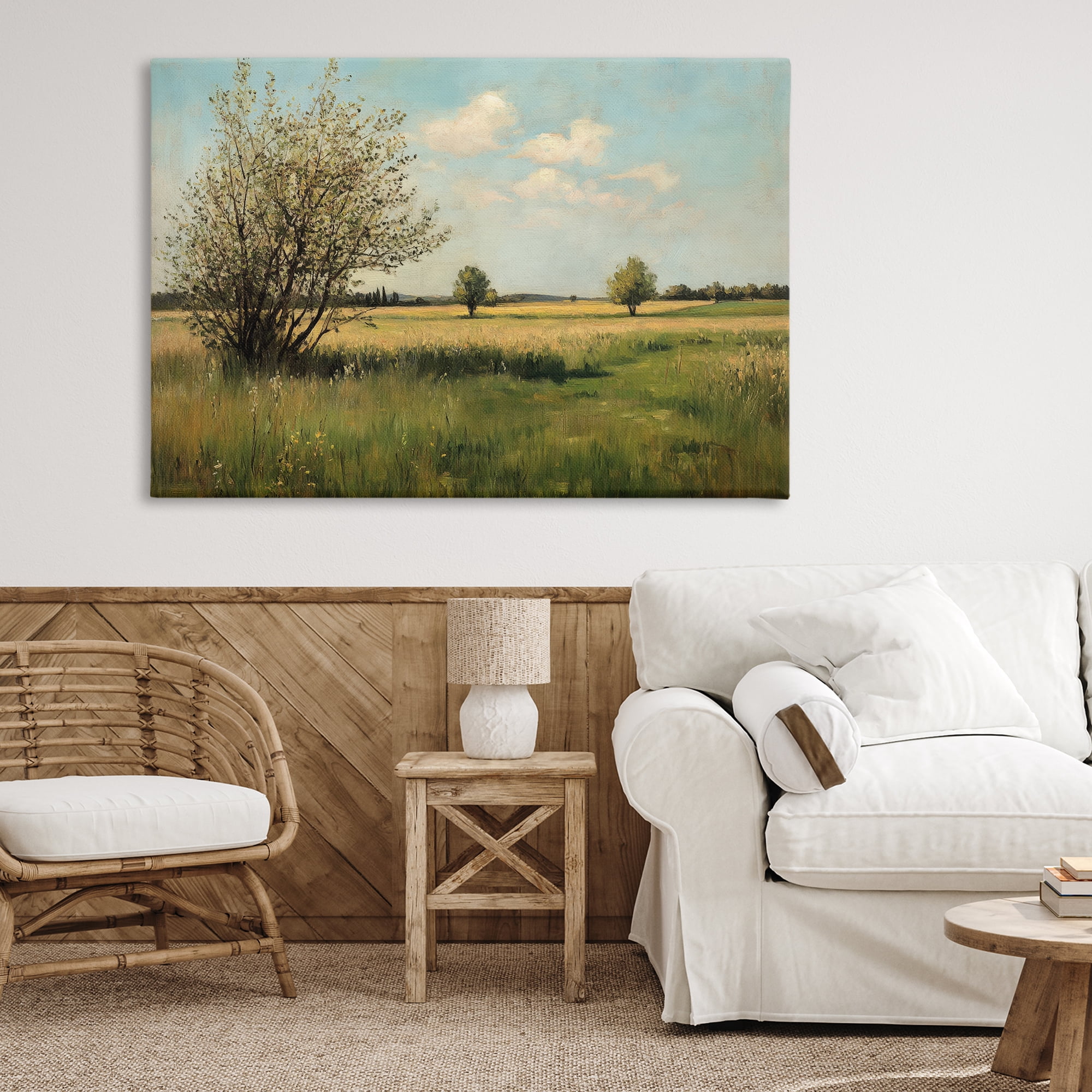Stupell Industries Peaceful Meadow Under Serene Sky Canvas Wall Art, design by Petal Prints Design