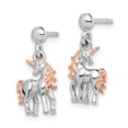 thumbnail image 2 of Primal Silver Sterling Silver Rhodium-plated Rose Gold-plated Unicorn Post Earrings, 2 of 5