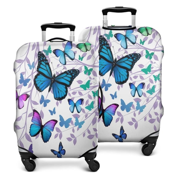 Purple Leaf Butterfly Pattern Luggage Cover Fashion Suitcase Cover Baggage Covers Fit 25-28 Inch Luggage (Go Travel)