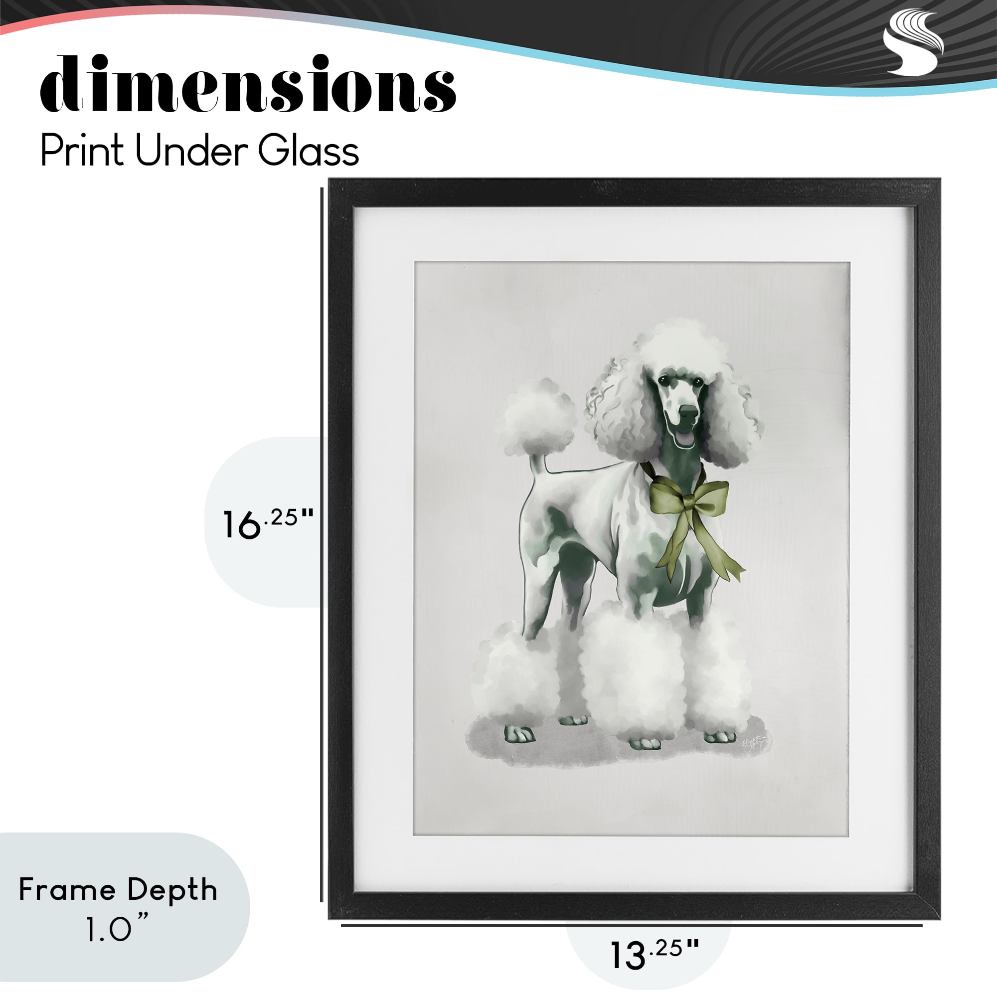 Stupell Industries Graceful Poodle & Ribbon Black Framed Print Under Glass, design by Elizabeth Medley