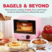 Dash Mini Toaster Oven for Bread, Bagels, Cookies, Pizza, Paninis & More with Baking Tray, Rack, Auto Shut Off Feature, Pink