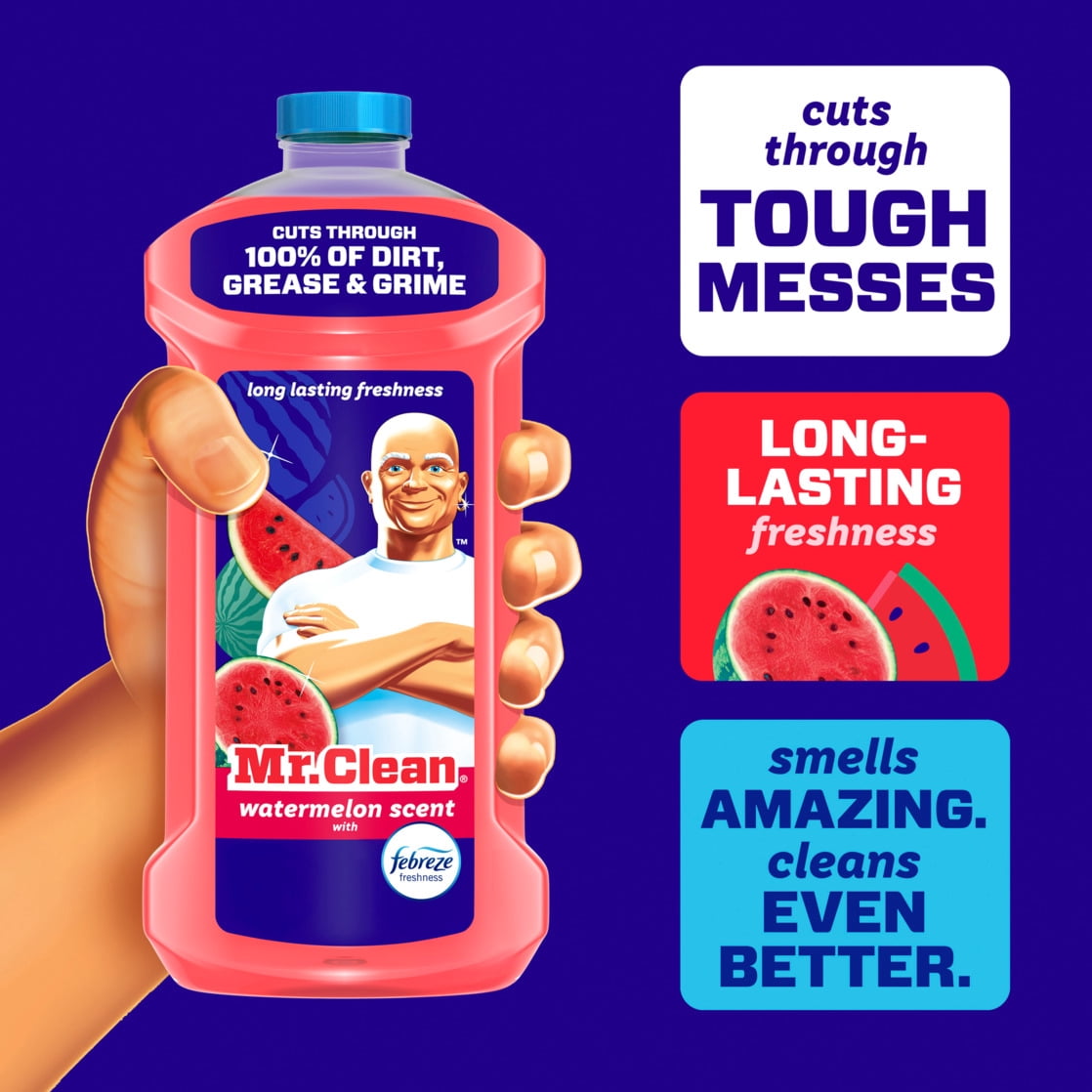 (4 pack) Mr. Clean All Purpose Cleaner, Cleaning Liquid, Watermelon, 41 fl oz