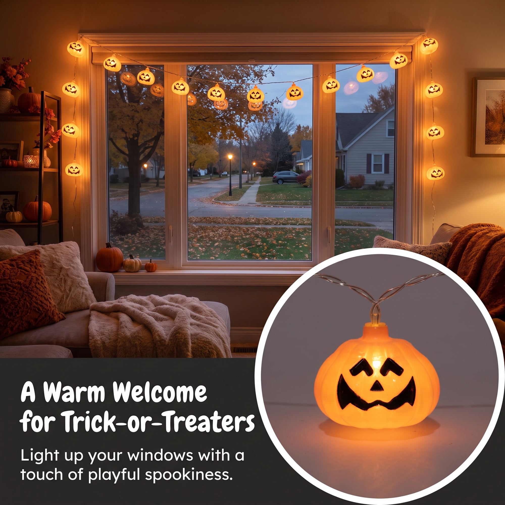 Unique Bargains Jack-O'-Lantern Fairy Twinkle Lights 9.8 ft Pumpkin Battery Operated