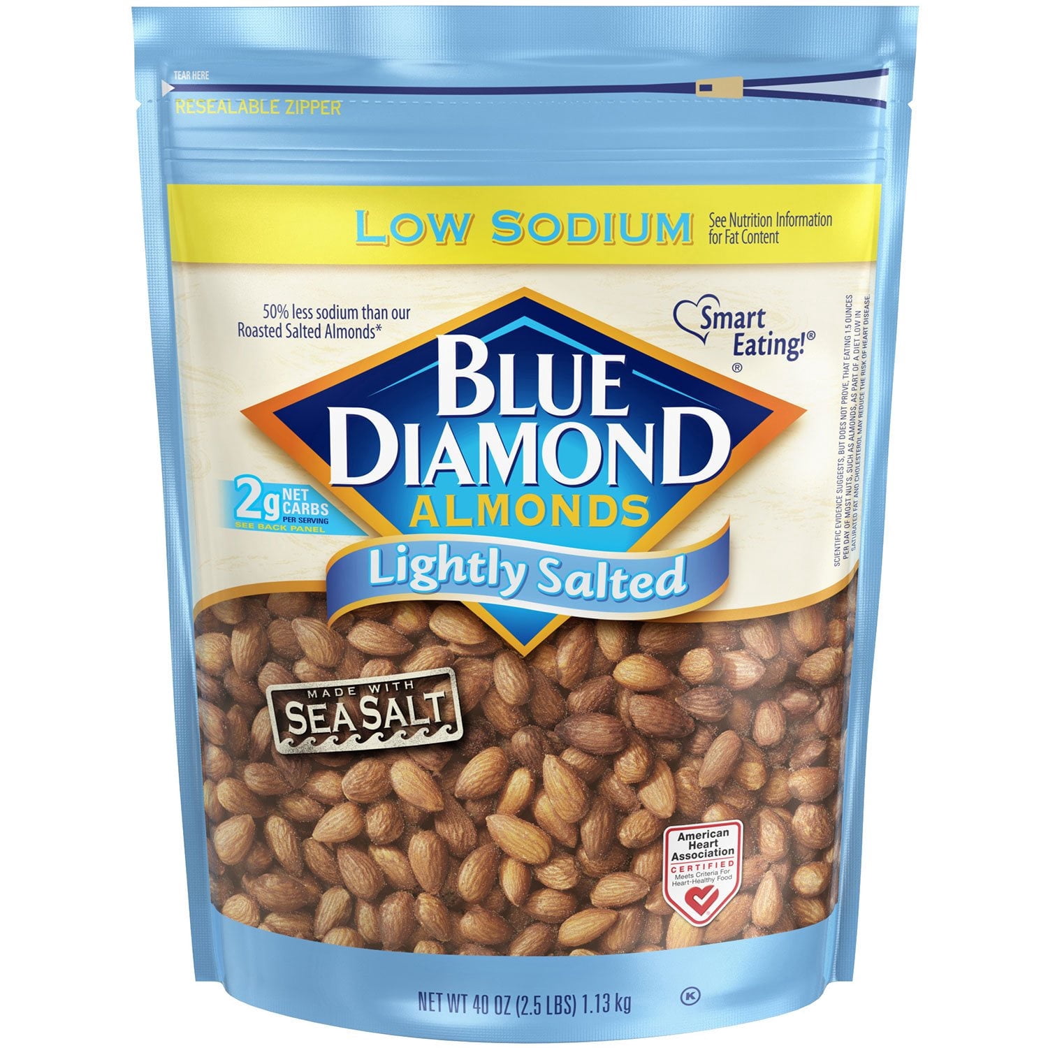 Blue Diamond Lightly Salted Whole Almonds, 40 oz. with bowl by OMA