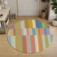 thumbnail image 3 of Small Round Rug 3Ft, Colorful Striped Non-Slip Washable Circle Rugs Carpet, Modern Staggered Stripes Indoor Outdoor Rug Floor Mats Throw Runner for Bedroom Living Room Bathroom, 3 of 8