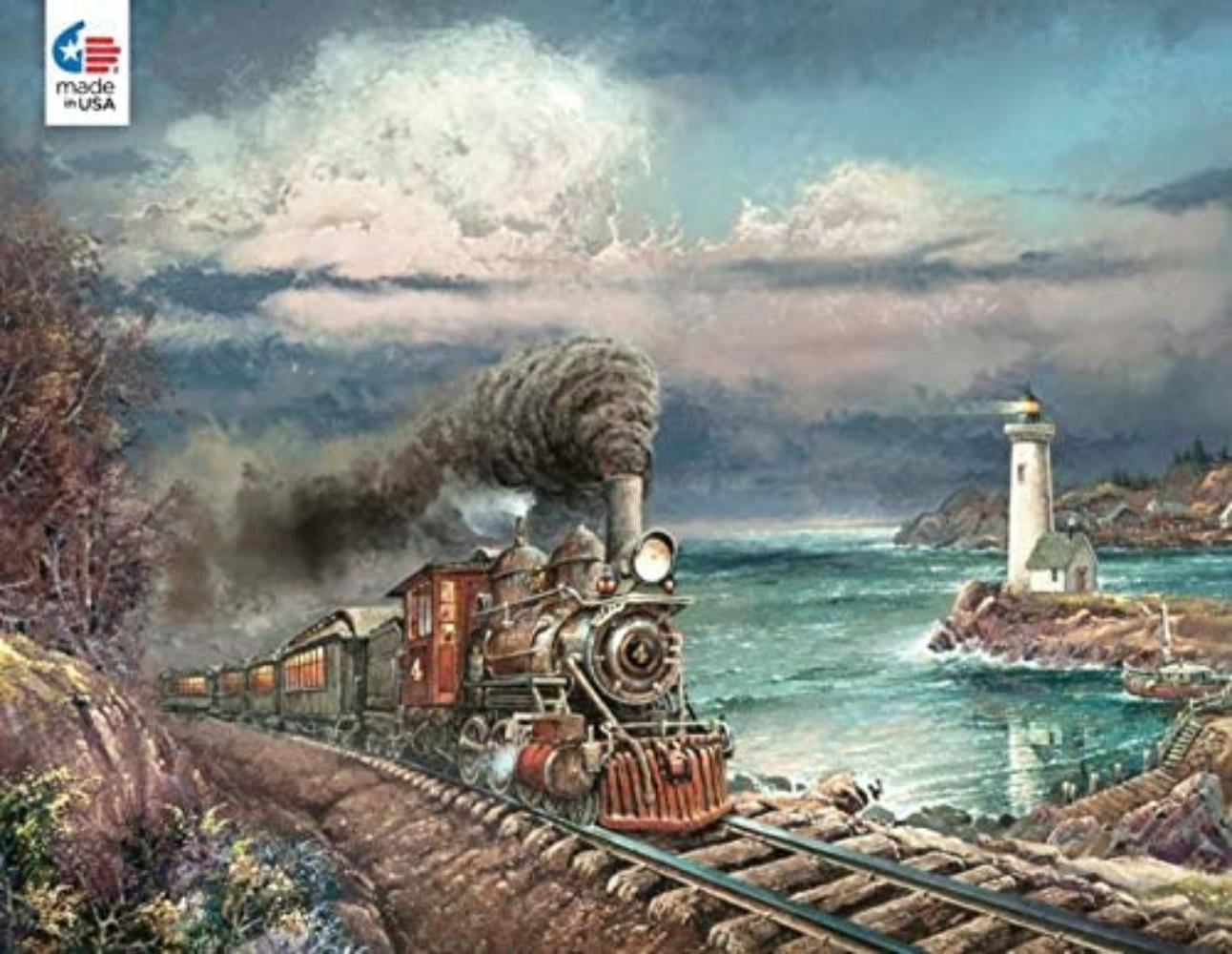 Jigsaw Puzzle Train Bar Harbor Bound Steam Locomotive 750 pieces NEW Made in USA 