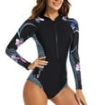 thumbnail image 2 of SWSMCLT Women's Zip Front Swimsuit One Piece Bathing Suit Surf Summer Zip Uv Protection Long Sleeve Swimsuit Black1 8, 2 of 4