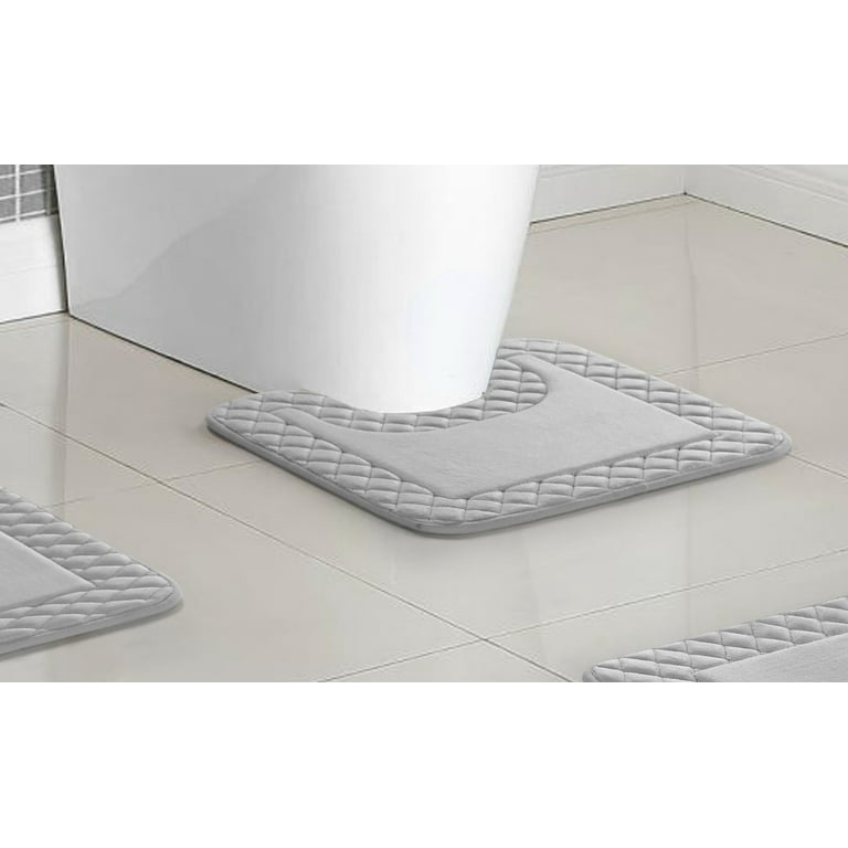 Mainstays Bathroom Rug 3-Piece Memory Foam Set, Silver 