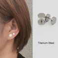 thumbnail image 3 of Naierhg Stud Earrings Simplicity Decoration Non-allergic Round Men Ear Studs Birthday Gift, 3 of 8