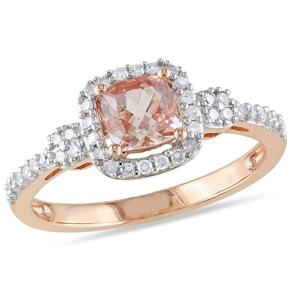 4/5 Carat (ctw) Diamond and Morganite Ring in 10K Rose Pink Gold