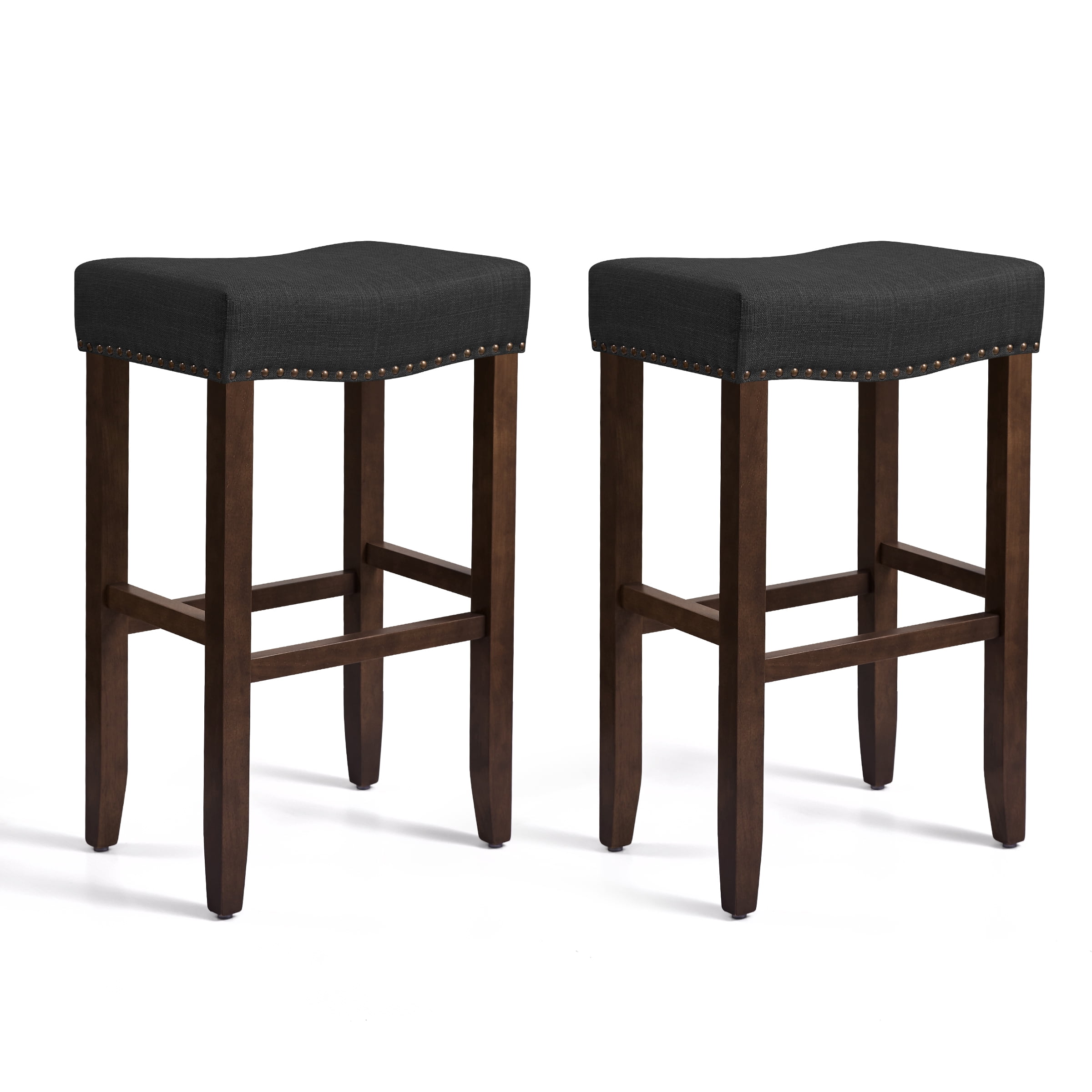 Winsome Carrick 24" Counter Stool - Walnut Finish Solid Wood, Square Seat - View #5