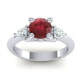thumbnail image 1 of Diamond-Capitals 2.50 Carat Beautiful Round Red Ruby Gemstone Natural Diamond Ring for Proposal Gift Solid 14K White Gold Size 11, 1 of 8