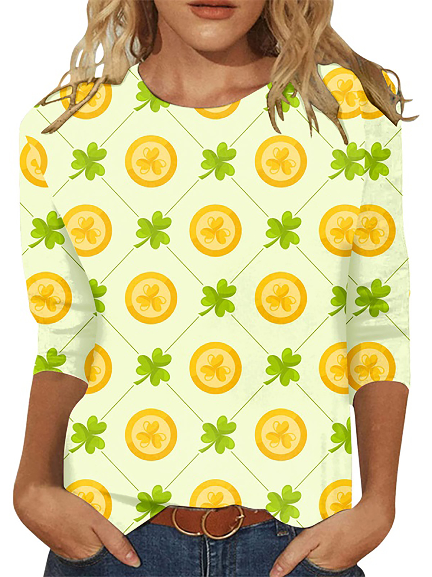 Avamo Ladies Tshirt St. Patrick's Day Summer Tops Crew Neck T Shirt