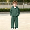 thumbnail image 5 of RMGVDSD Boys Clothes 2 Piece Fashion Fall Outfits Quarter Zip Hoodie Sweatshirts Wide Leg Sweatpants Solid Color Sweatsuit Sets With Pockets 12-13 Years, 5 of 7