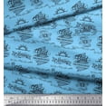 thumbnail image 3 of Soimoi Blue Rayon Fabric Sun & Text Print Fabric by the Yard 56 Inch Wide, 3 of 5