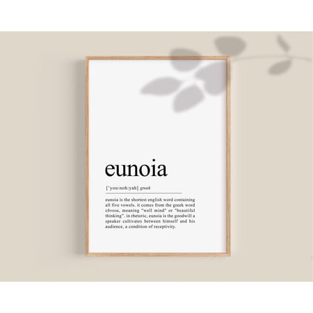 Eunoia Definition Greek Word Wall Art, Unframed Paper Print Size 8x12