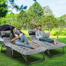 MOPHOTO Set of 2 Patio Lounge Chairs, Folding Chaise Lounge Chair 5-Position, Folding Cot, Heavy Duty Patio Chaise Lounges for Outside, Poolside, Beach, Lawn, Camping