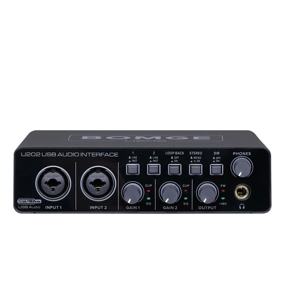 Interfaz de audio BOMGE U202 USB con preamplificador de micrófono XLR/TSR/TS