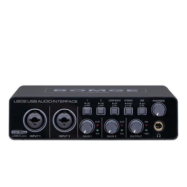 Interfaz de audio BOMGE U202 USB con preamplificador de micrófono XLR/TSR/TS