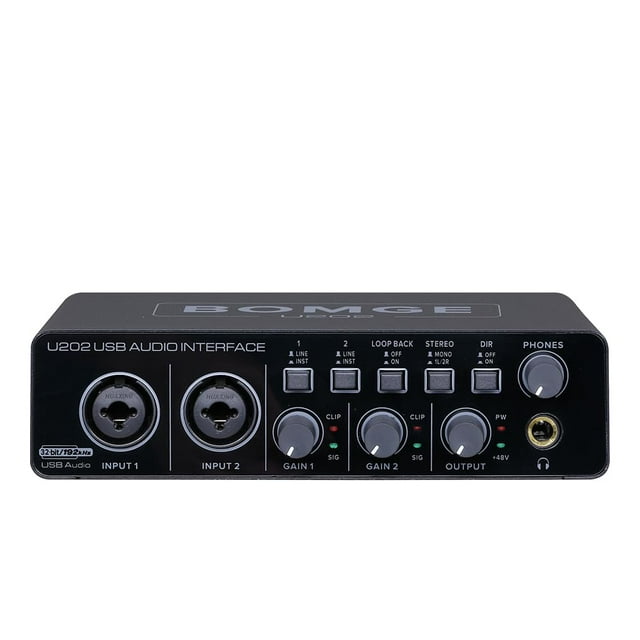 Interfaz de audio BOMGE U202 USB con preamplificador de micrófono XLR/TSR/TS