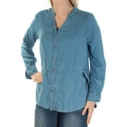 STYLE & COMPANY $49 Womens New 1110 Light Blue Denim Hi-Lo Top S Petites B+B