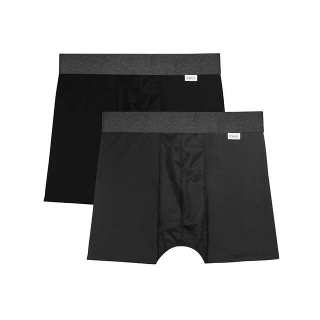 Bóxer Zaga para Hombre, Largo Microfibra Negro Gris 2 Piezas Talla M Negro Talla M