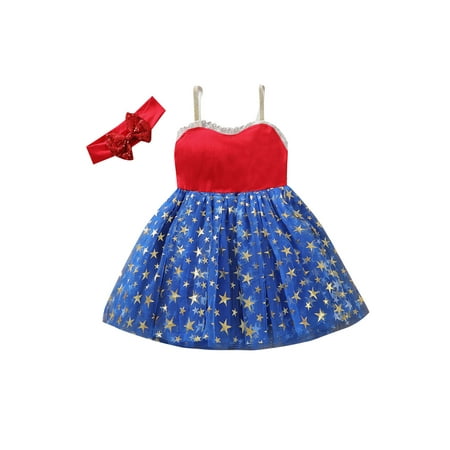 

COUTEXYI Baby Independence Day Sleeveless Dress + Butterfly Flower Headdress