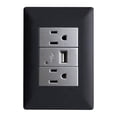 thumbnail image 1 of Placa Pared 3 Mod 2 Contactos Usb A Alpha Silver, 1 of 3