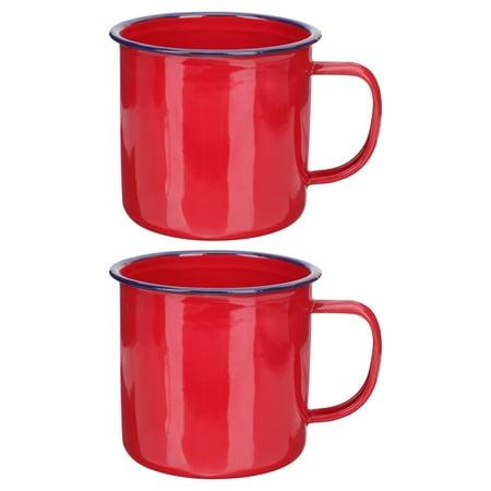 

2pcs Enamel Mug Vintage Water Cup Household Drinking Cups Office Water Cups