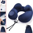 thumbnail image 1 of Funda de almohada inflable Wmhsylg para viajes, almohada de cuello para dormir en avión, soporte para el cuello, almohada de aire para viajes en avión, vuelos largos, lavable, azul marino, 1 of 8