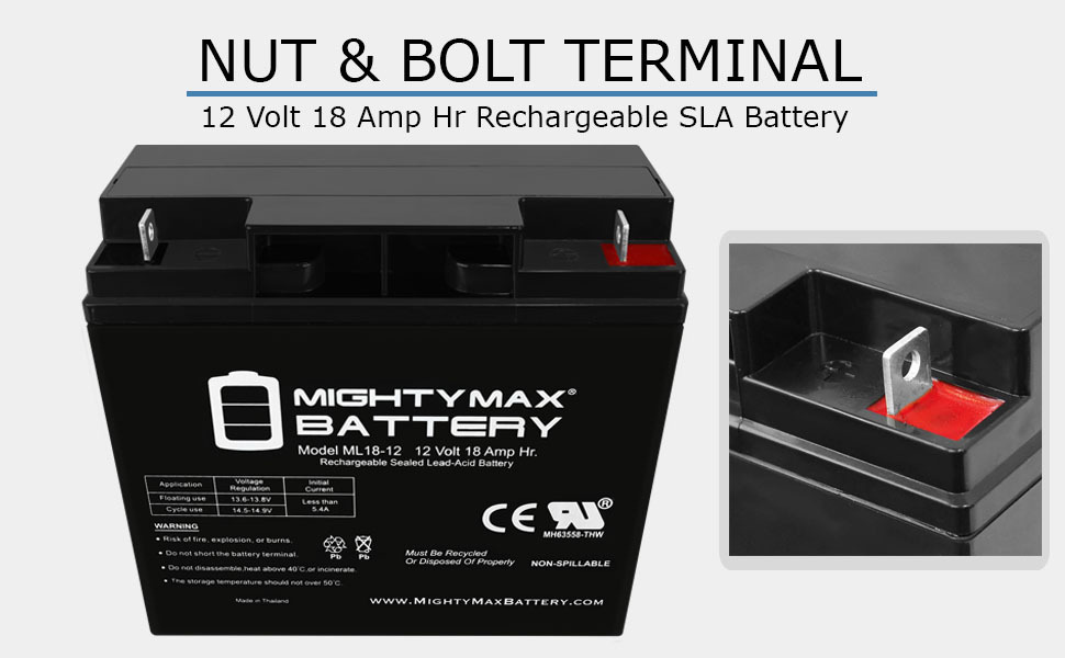 Mighty Max 12V 18AH Battery - Replacement For Deliberate 6FM-18, ML18-12INT676